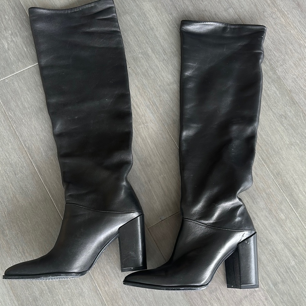 Black Knee-High Leather Boots